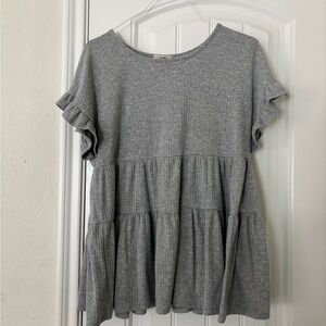 Miami Heather Gray Ruffle Sleeve Blouse